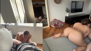 A couple has sex in their hotel room with a stunning view