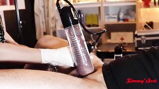 Cock pumping and ejaculation with a vacuum pump