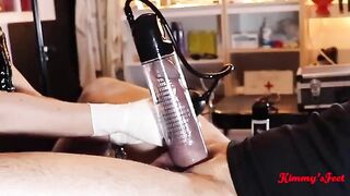Cock pumping and ejaculation with a vacuum pump