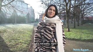 A beautiful brunette biology student got fucked by a stranger for cash
