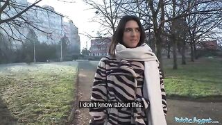 A beautiful brunette biology student got fucked by a stranger for cash