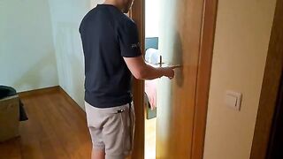 The guy roughly fucked his stepmom on the bed