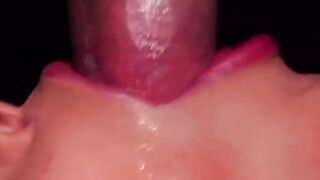 Close up shot of the best condom milking blowjob. She broke the condom and got all the cum in her mouth! ASMR sucking