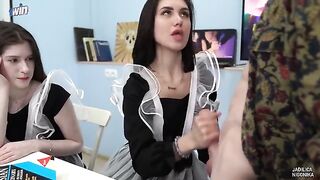 A labor teacher fucked two students in class hard