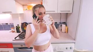 The unfaithful woman was overheard by her husband in the kitchen