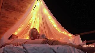 A pair engage in gentle sex with a wonderful view, embodying true romance