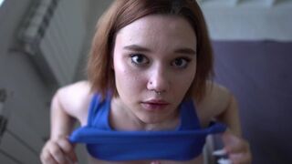 The slut has a lot of saliva and likes to slobber on cock