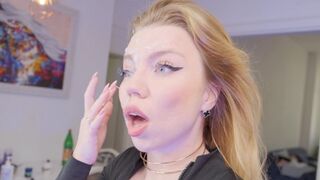 The guy was caught by a passionate and eager girl with red hair