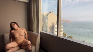 Petite brunette cheats on her BF in a steamy hotel romp