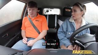 A cheating wife with big tits gets fucked in a car by a hot Ukrainian blonde, Karina King