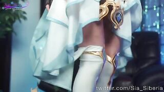 Sia Siberia, a cosplayer, has sex with a huge dildo in the Genshin series