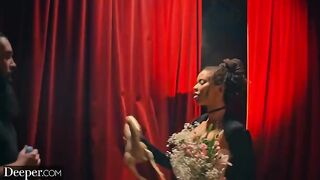 A curvy burlesque dancer gets creampied after an intense afterparty encounter