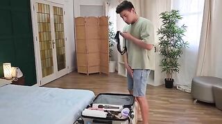 My foreign friend masturbates in my panties, I get fucked hard