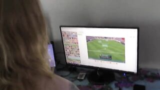 A girl was playing video games at home when she got fucked