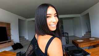 The girl took a lesson from the DJ, who was not a professional