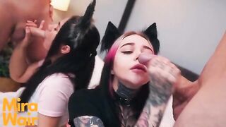 Two kittens got cum in ass by Anna Batman in a wild orgy