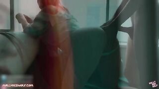 Realtor girl with a red suit seduced the guy and he fucked her hard