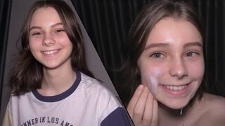 Submissive teen gets her pussy filled with cum by a huge cock