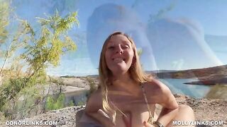 Amateur slut Molly Pills gets her pussy filled with cock on a sexy hike
