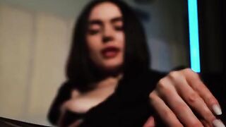 A cute sexy girl with big boobs gets her pussy juiced up
