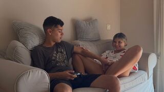 I want to finish my video game, but stepsister is horny again