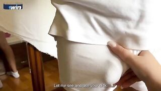 Horny slut stepmom with big tits seduces her stepson and thanks him for breakfast