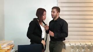 A secretary in stockings is fucked by her handsome boss in the office