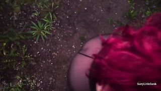 Hot forest sex with Russian bitch and cottage cheese filling