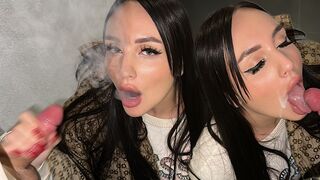 Public blowjob with a risk of being caught and facial cum