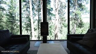 A woman living in the woods alone gets horny