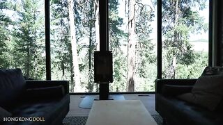A woman living in the woods alone gets horny