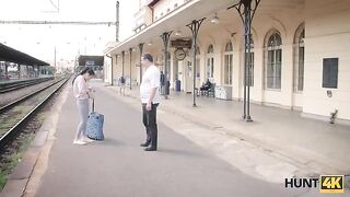 Hunter finds a girl on the train station and fucks her for cash
