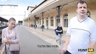 Hunter finds a girl on the train station and fucks her for cash