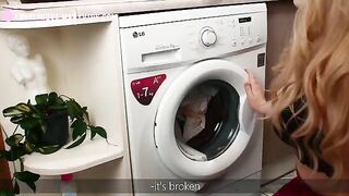 A big ass wife got stuck, but received anal creampie and cumshot in mouth