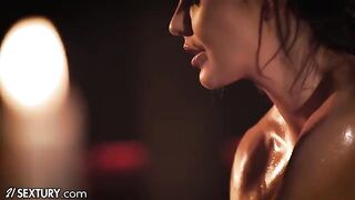 Hot European beauties Tina Kay and Lilu Moon in sensual oil massage action