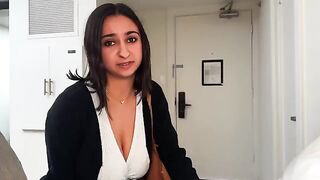 A hot girl is fucking her coworker in a hotel room, getting wild