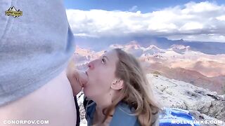 Hiking and fucking with a hot girl with big ass on the cliff