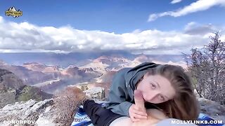 Hiking and fucking with a hot girl with big ass on the cliff