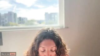 A cute woman demonstrates her blowjob and riding skills
