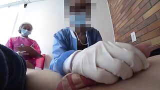 Two wild nurses checked my cock in a hospital setting