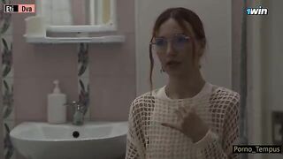 Russian schoolgirl gets her pussy smashed by two cocks in an orgy