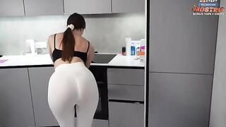 A cleaning lady polished the cock of a horny guy