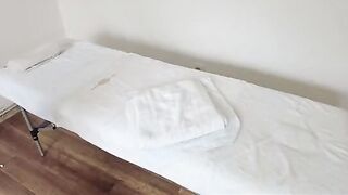 A masseur with perverted fantasies massages the body of a young girl while her husband waits outside