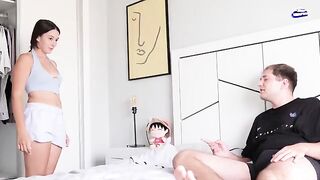 A guy came to the closet and saw his stepsister masturbating there