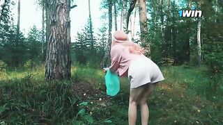 A young girl got lost in the forest and met a forester with an impressive size