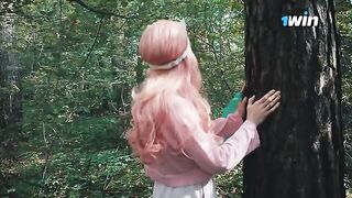 A young girl got lost in the forest and met a forester with an impressive size