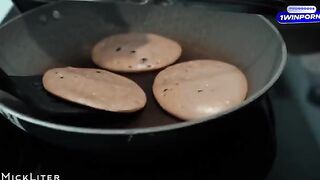 A young girl loves pancakes and sex with a nice guy