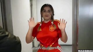 A Spanish supporter got her ass hammered in the parking lot