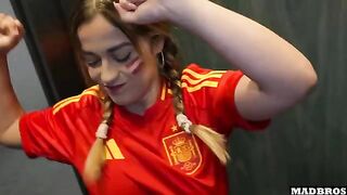 A Spanish supporter got her ass hammered in the parking lot