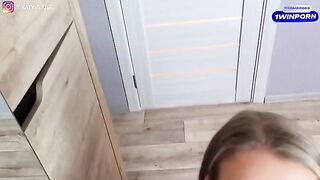 A girl in sexy underwear tries on different types of lingerie